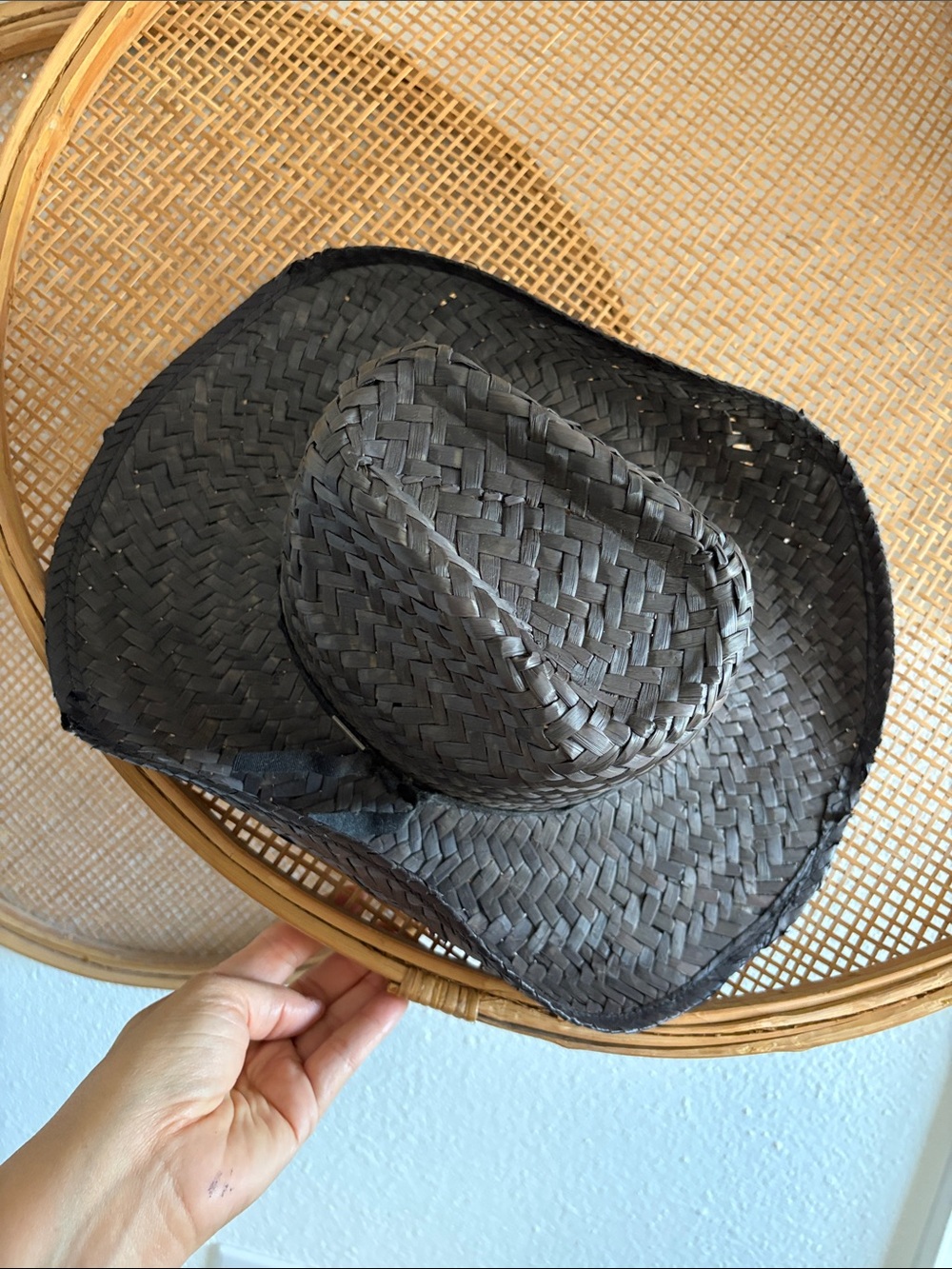 Brixton Black Woven Straw Cowboy Hat